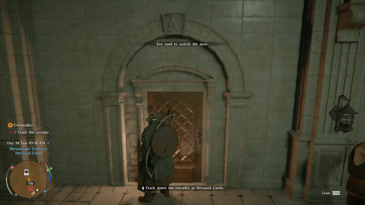 On-screen message confirming the key was used to unlock the castle door
