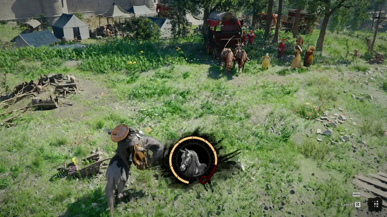 Radial mount wheel open in Crimson Desert with the horse option highlighted