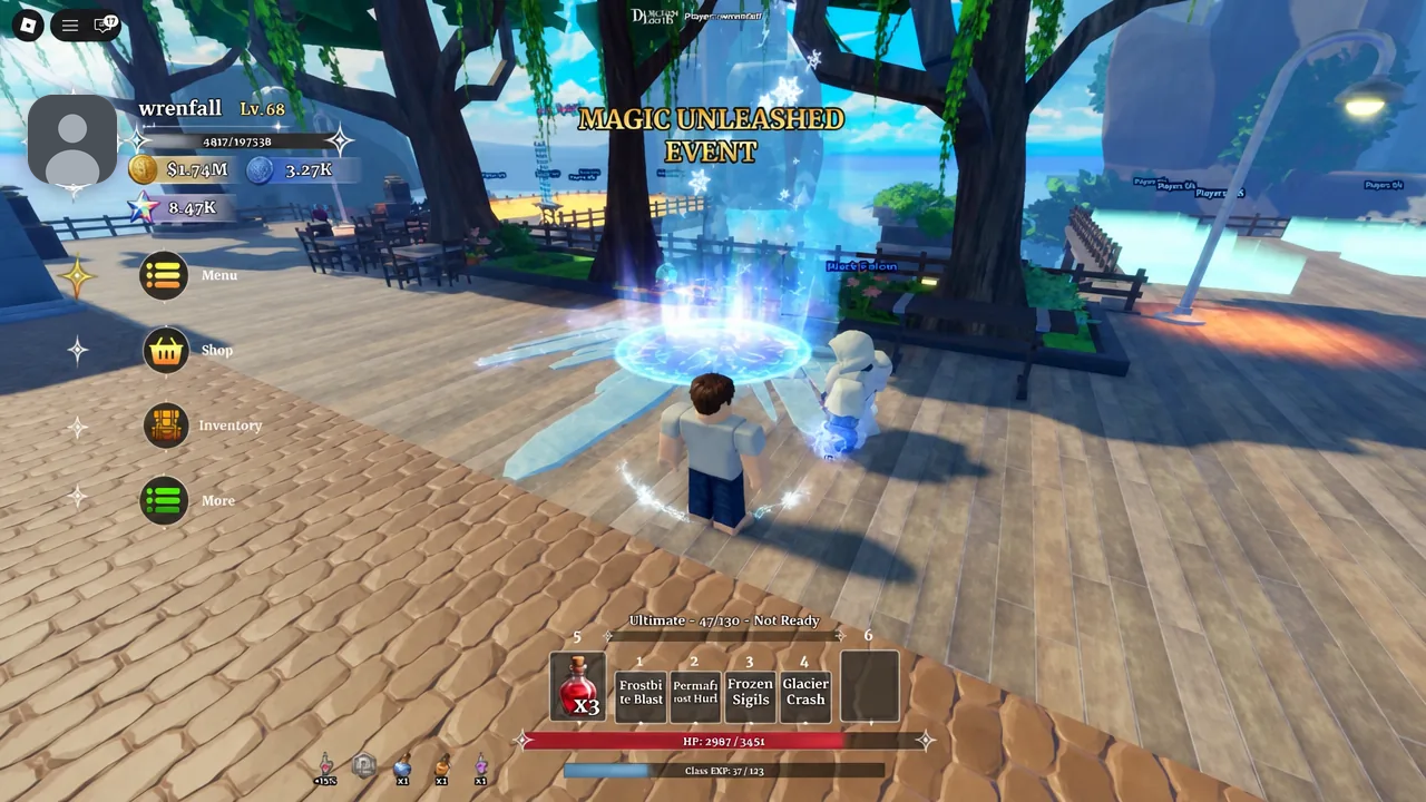 Approaching the Magic Unleashed Event area where the raid tiers and Raid Shop are located
