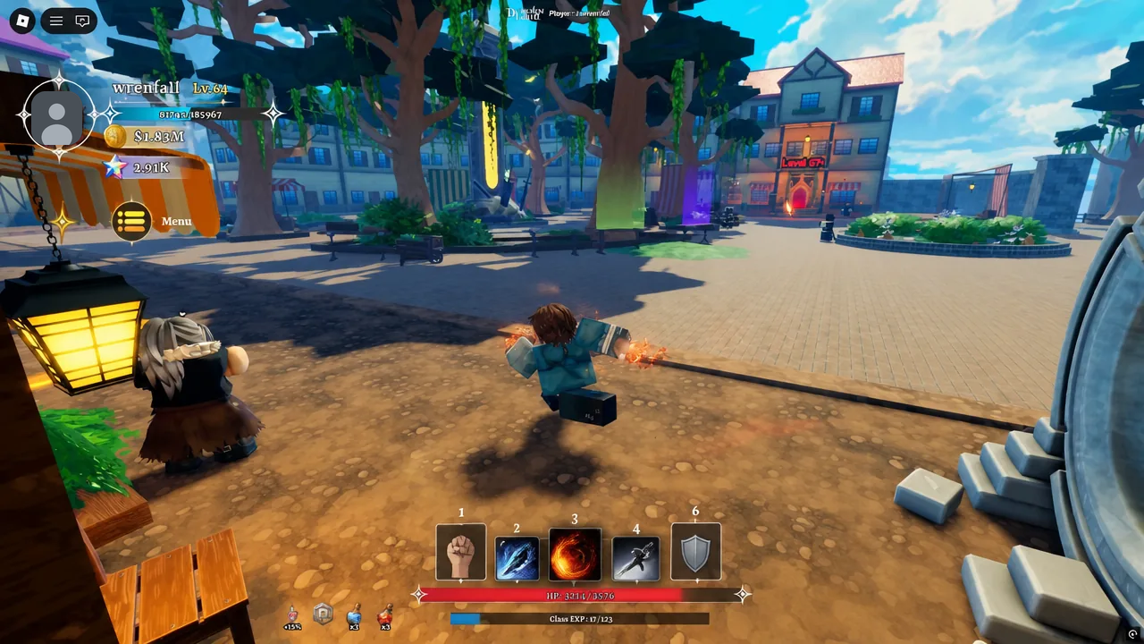 Menu button in the upper left of the Dungeon Lootr play screen being selected
