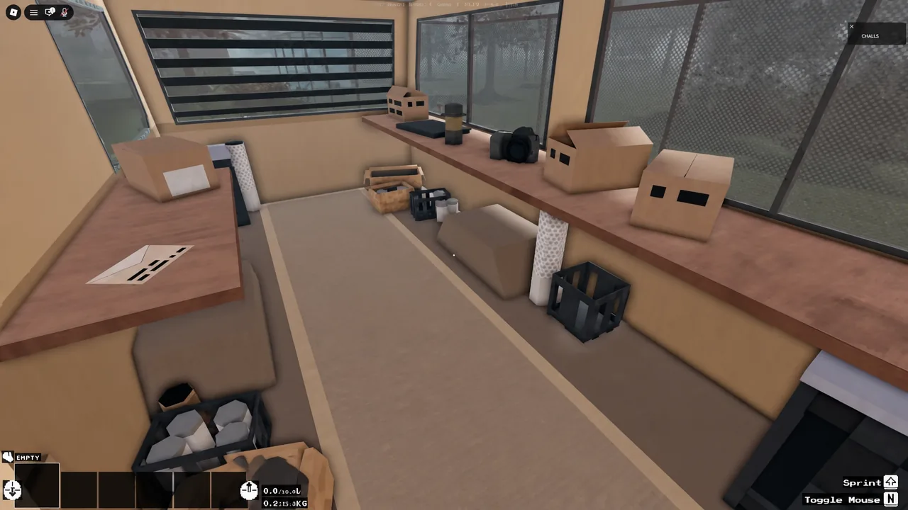 Debt Hunt gameplay with an empty inventory slot while searching a cluttered room
