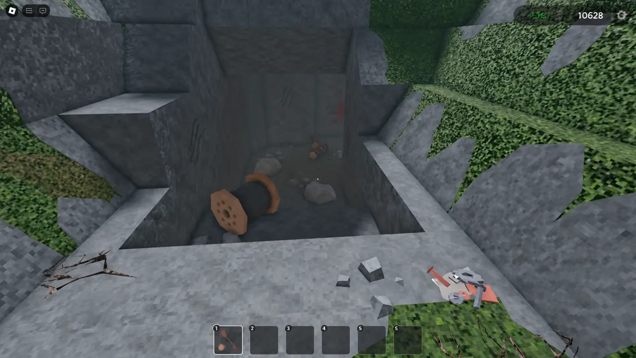Cave interior in Debt Hunt with mining loot and scrap to collect