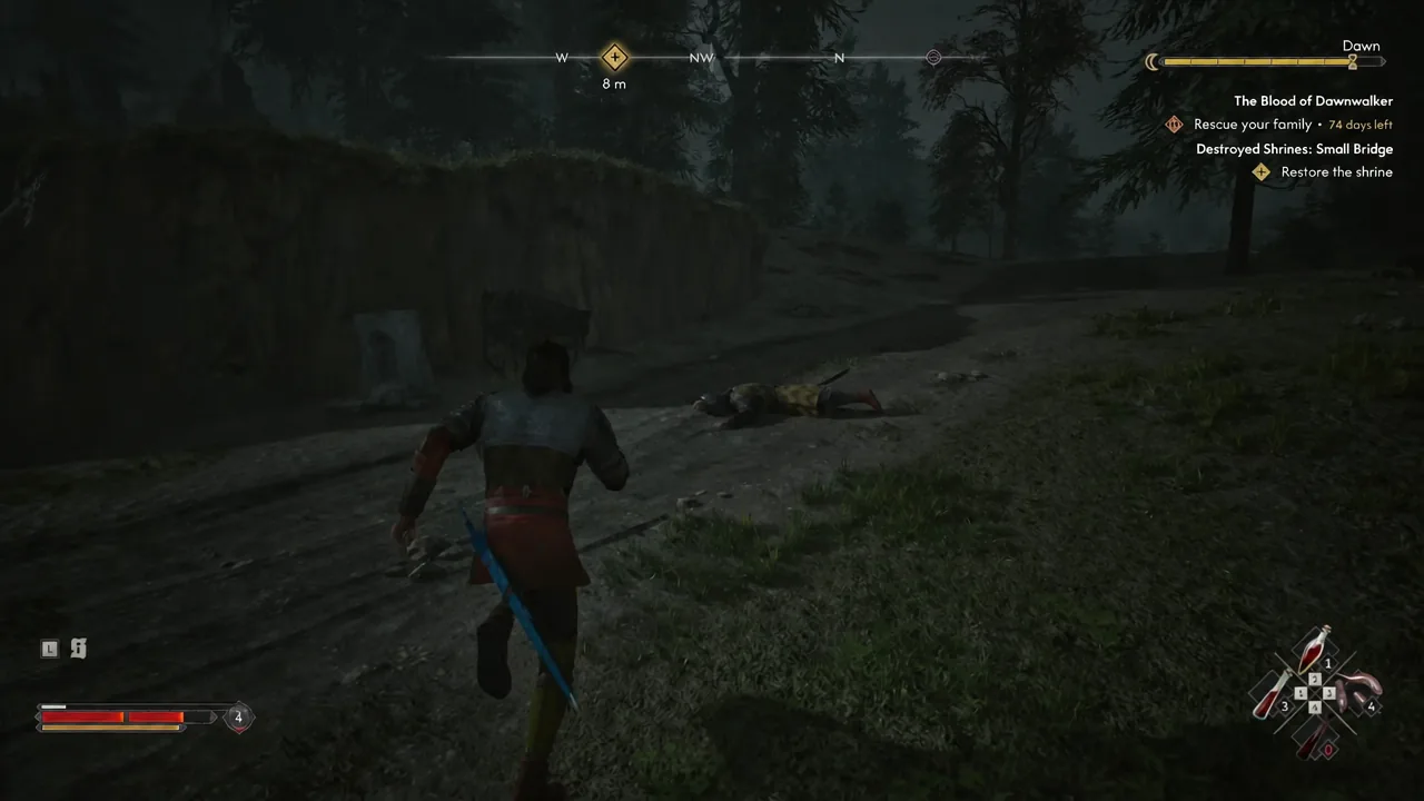 HUD objective reading Restore the shrine at Destroyed Shrines Small Bridge