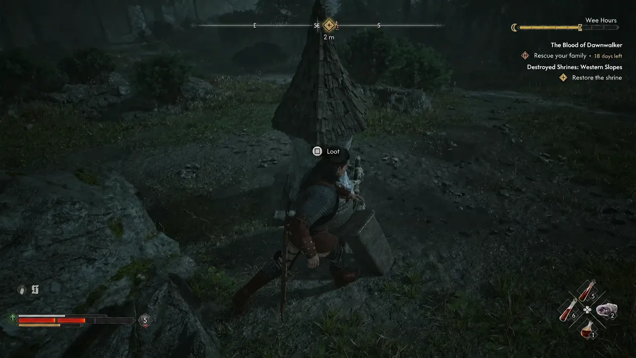 Square-button interaction prompt shown at the Western Slopes shrine