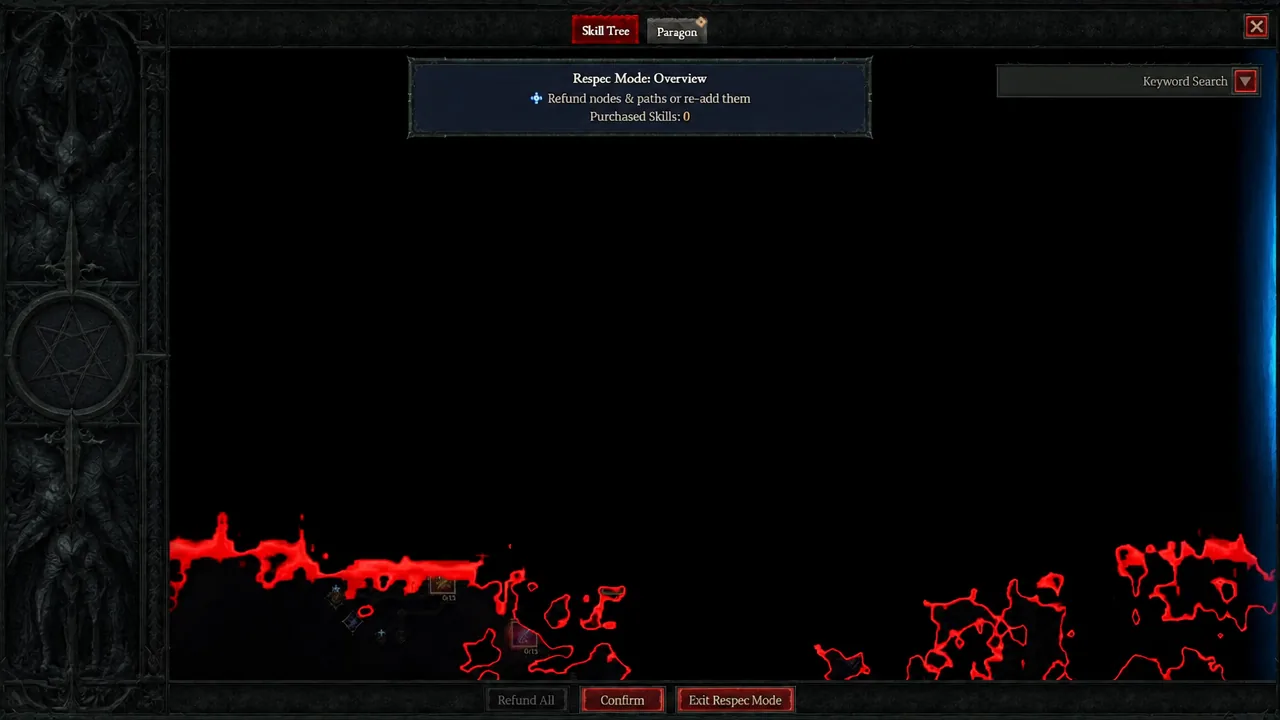 Warlock skill tree showing early Dread Claws, Doom, and Nether Step point allocation