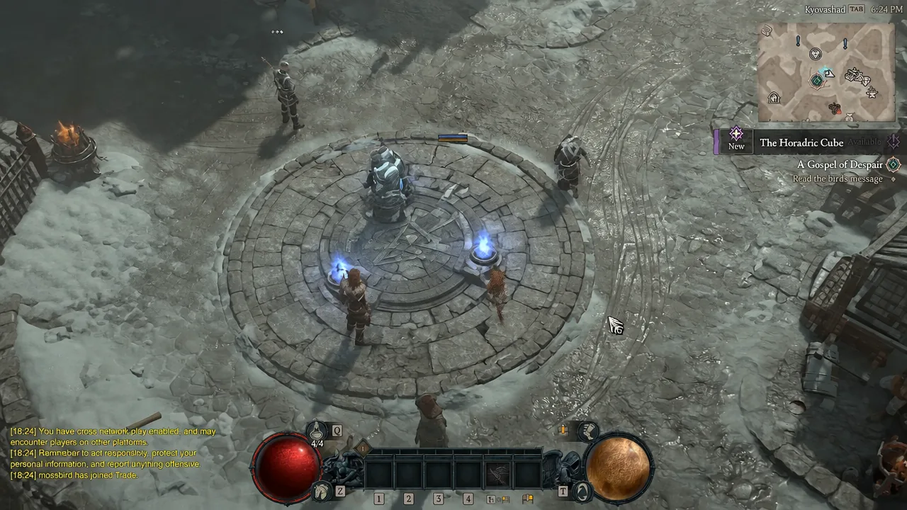 Horadric Cube unlock notification appearing on screen during the quest A Gospel of Despair