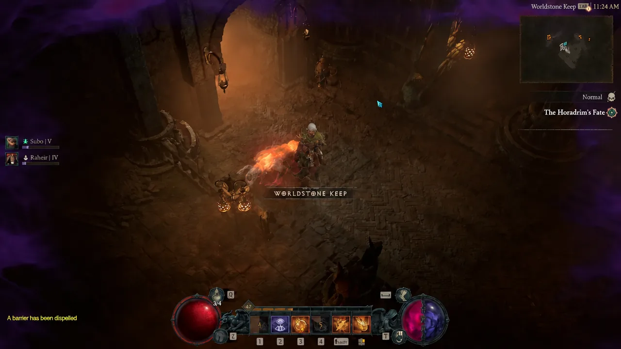 Worldstone Keep location banner appearing as the player enters the dungeon