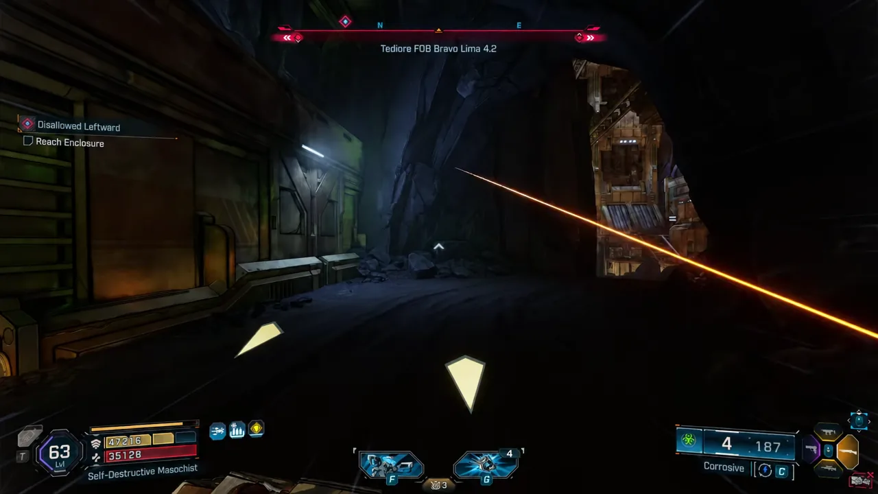 Reach Enclosure objective on the HUD while pushing down a Tediore corridor under fire
