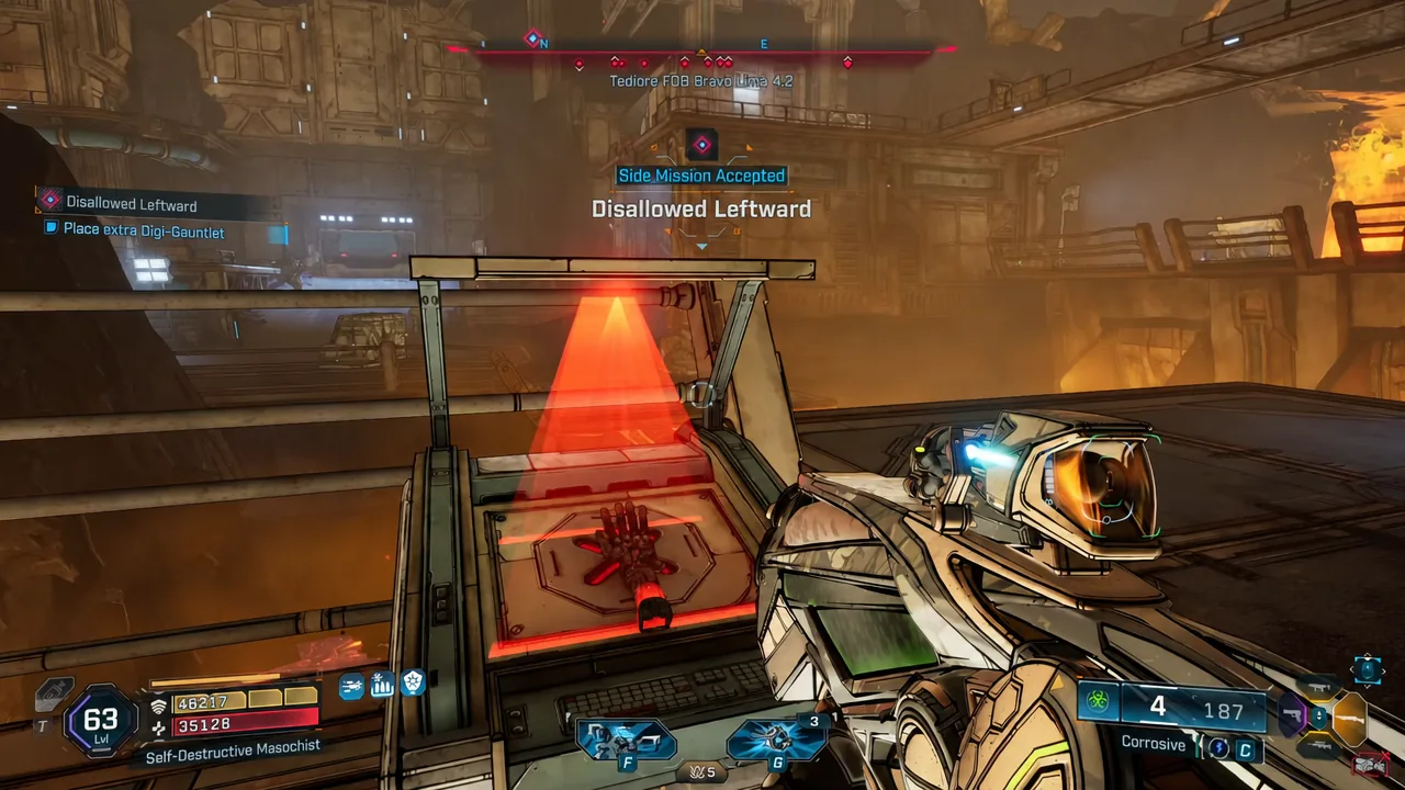 Place extra Digi-Gauntlet objective active while lining the device up with the red holographic pad