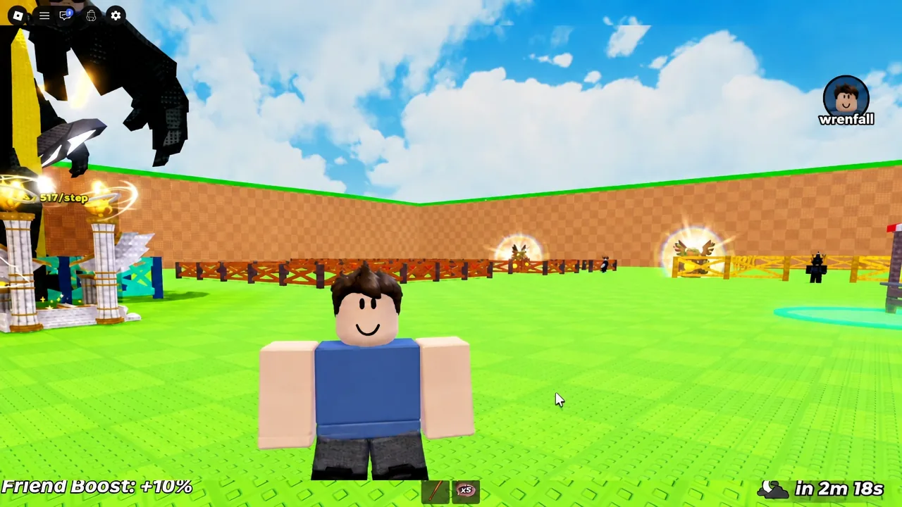 Steal An Egg player standing in the arena with the Speed and cash HUD visible