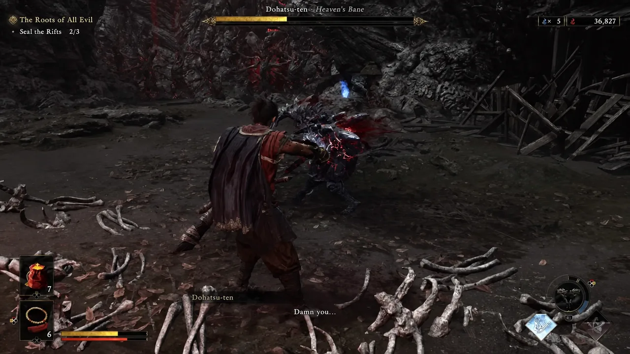 Musashi striking Dohatsu-ten in close range during the rift battle