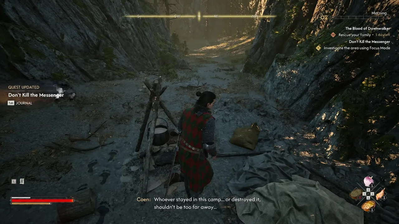 Quest Updated notification appearing after collecting the Severed Uriashi Horn on the forest trail