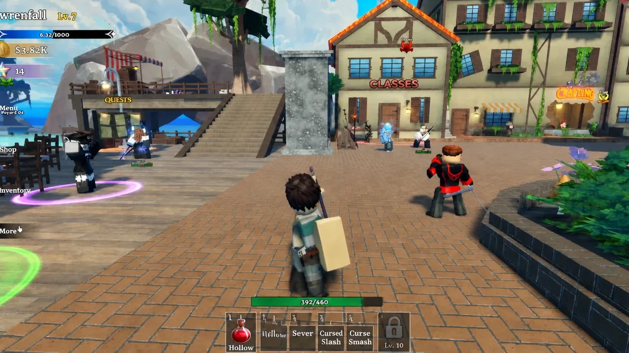 The Classes area in the Dungeon Lootr lobby where spins are used to roll a new class