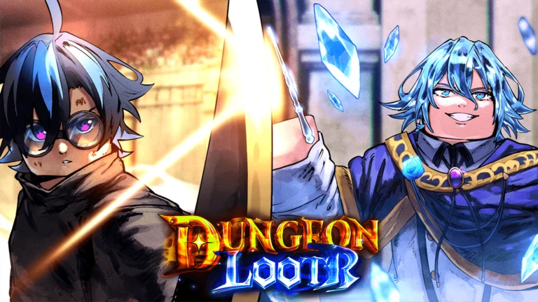 A masked dark-haired fighter and a blue-haired robed mage stand together against a bright, sunlit fantasy backdrop.