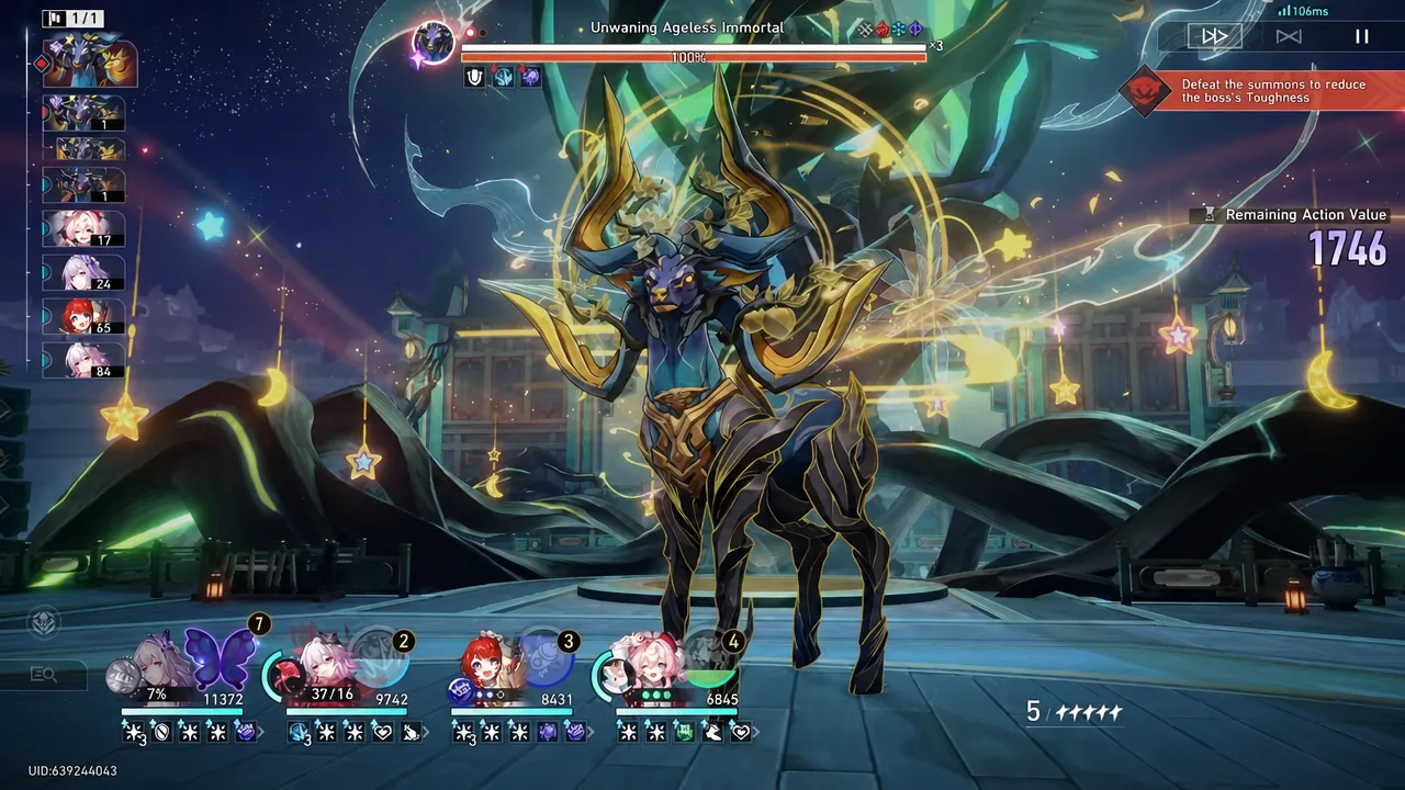 Unwaning Ageless Immortal targeted on the battle screen while its Toughness bar drains