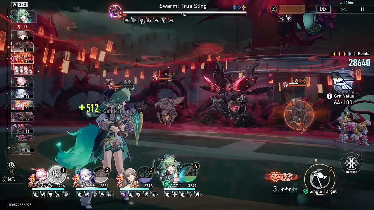Single Target ability highlighted on the action bar during the Swarm True Sting fight