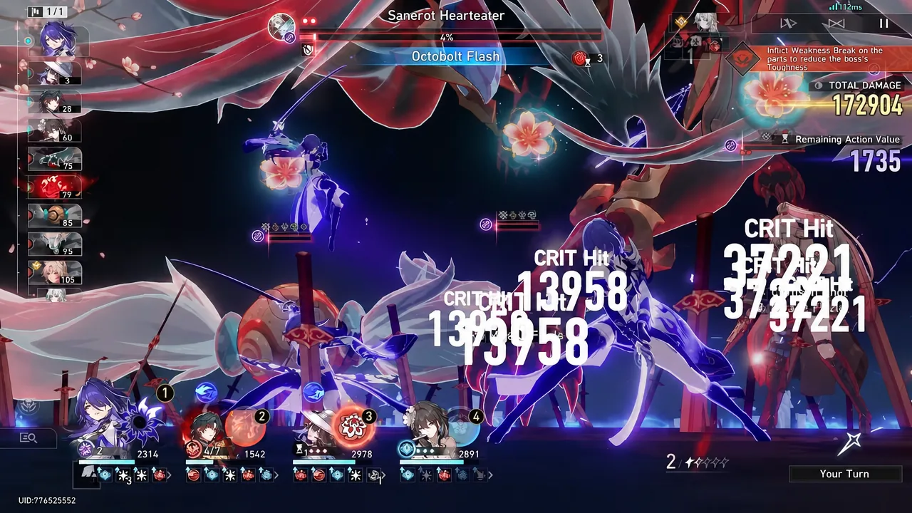 Octobolt Flash going off during a player turn in the Node 2 fight.