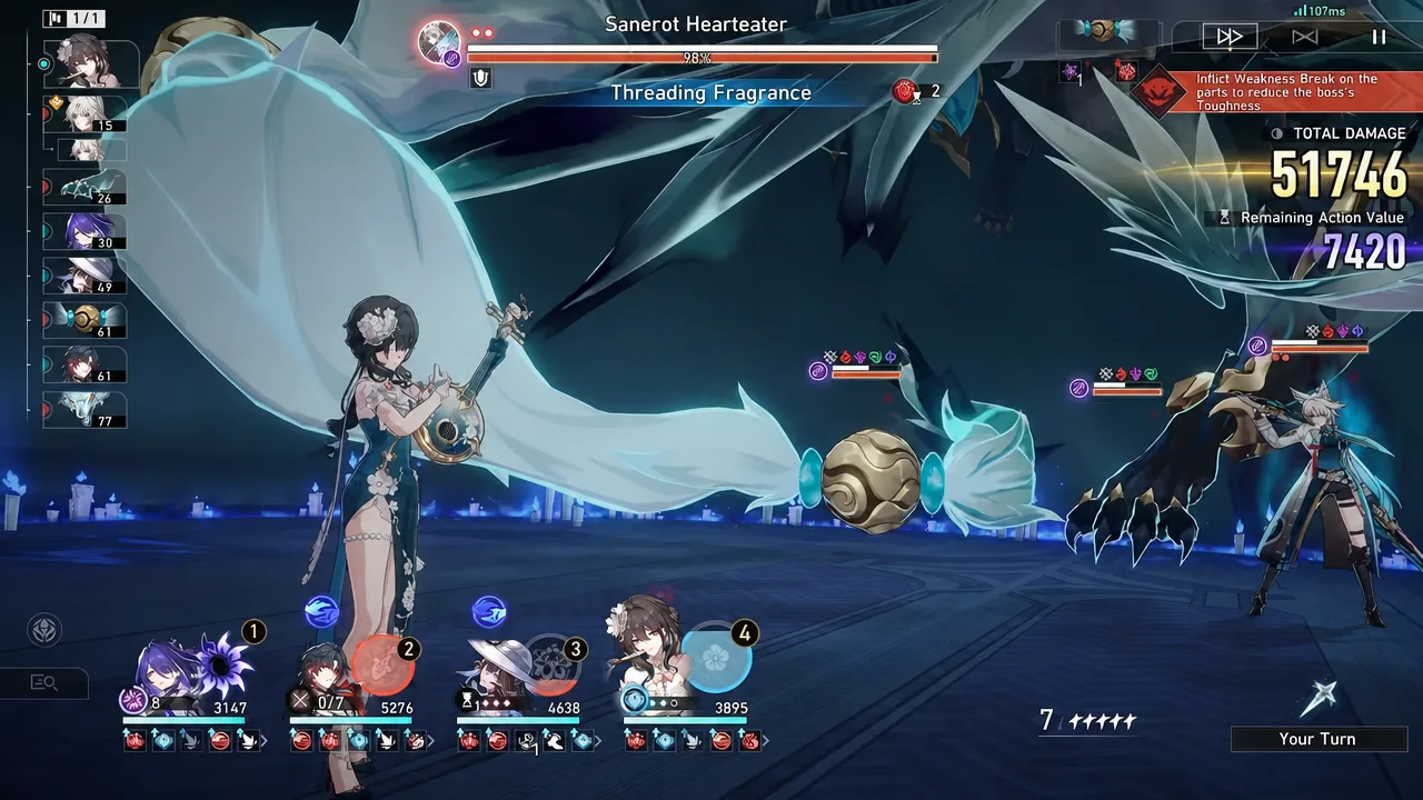 The Sanerot Hearteater mirage winding up Threading Fragrance in Node 2.