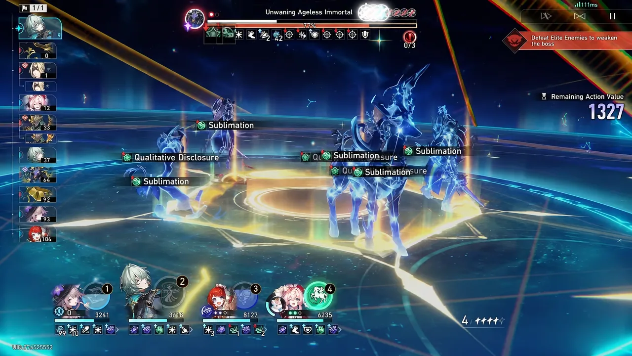 Multiple enemies showing Sublimation effects during an AoE attack