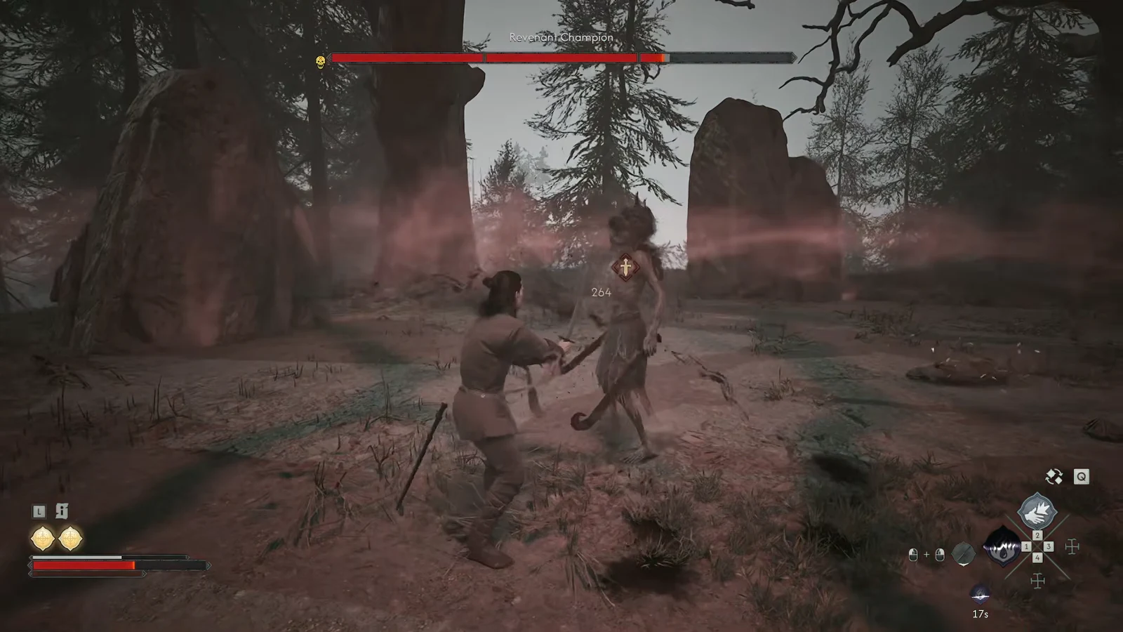 Melee attack landing on the marked Revenant Champion during the Ancient Circle trial