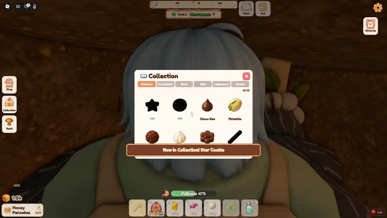 Collection menu open on the Common tab with a new discovery notification for Star Cookie