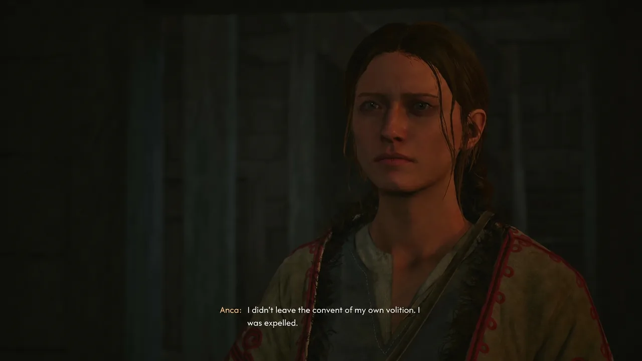 Anca in dialogue saying she was expelled from the convent