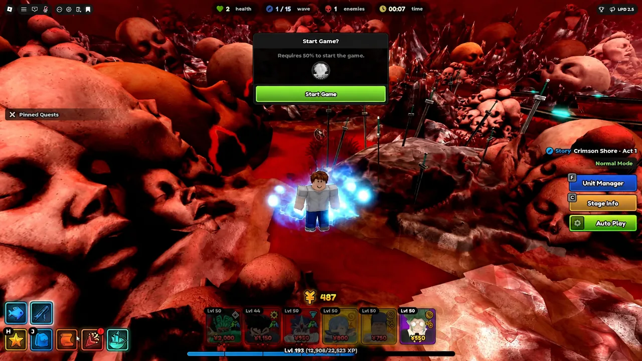 Start Game? confirmation dialog with the Start Game button highlighted before a raid run