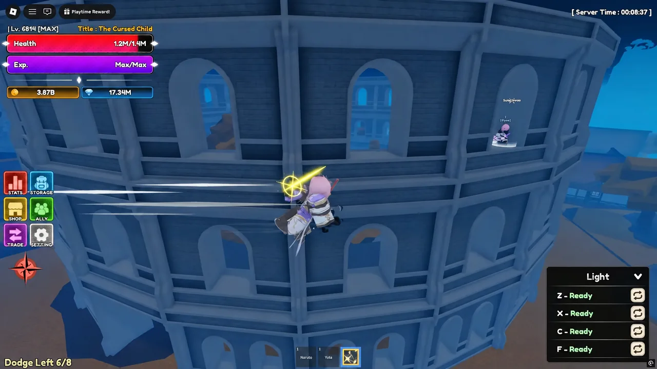 The Elysia NPC on Elysian Island with her spec unlock requirement list open