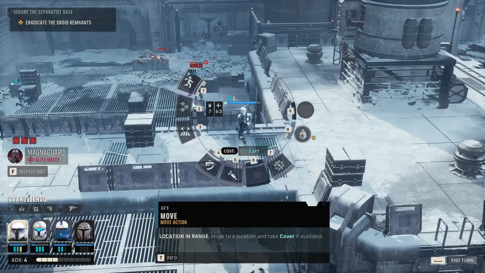 Command wheel open on a clone operator moving into position against the MagnaGuard