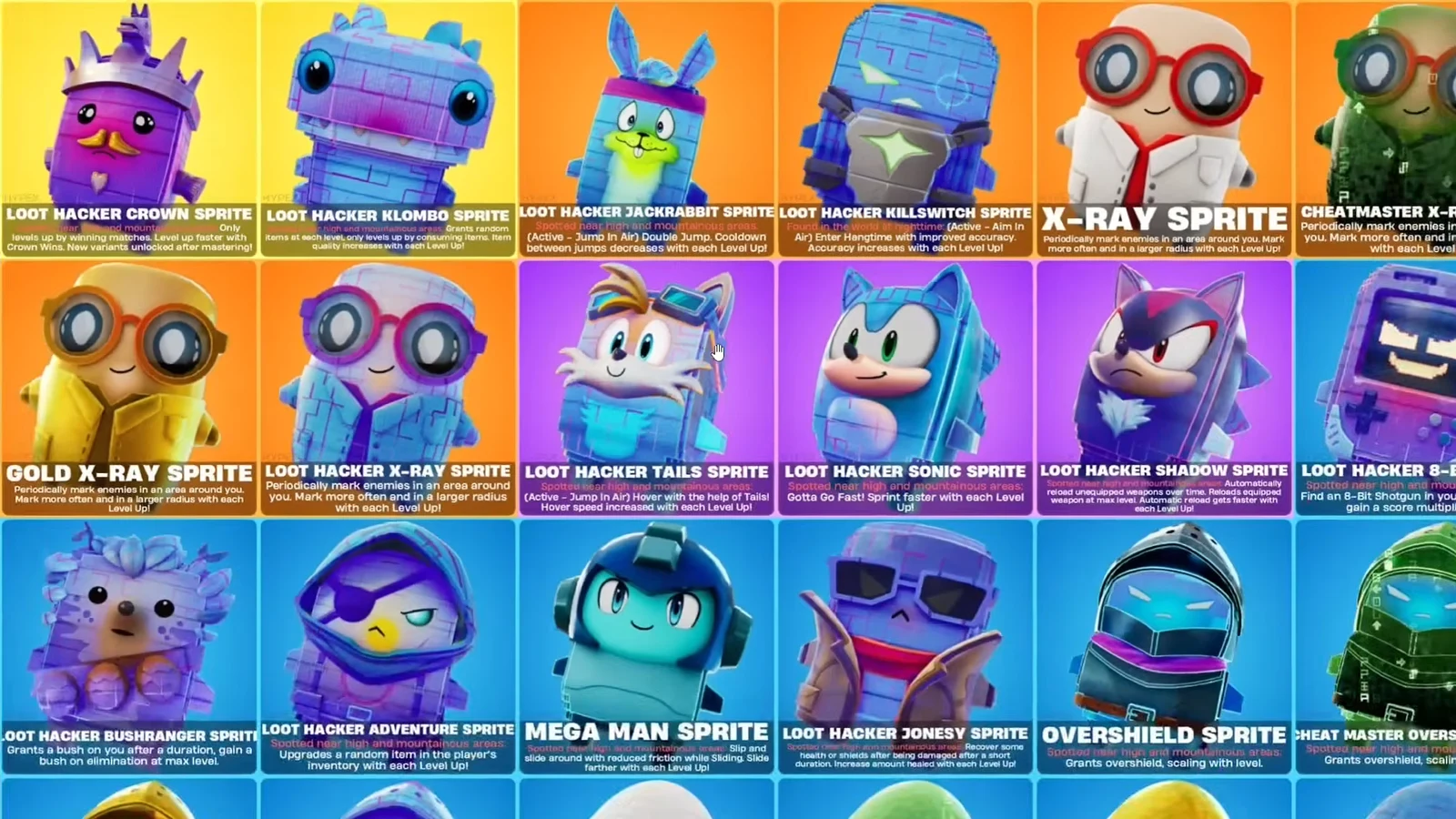 Override sprite lineup showing the new Season 4 additions and their variant finishes
