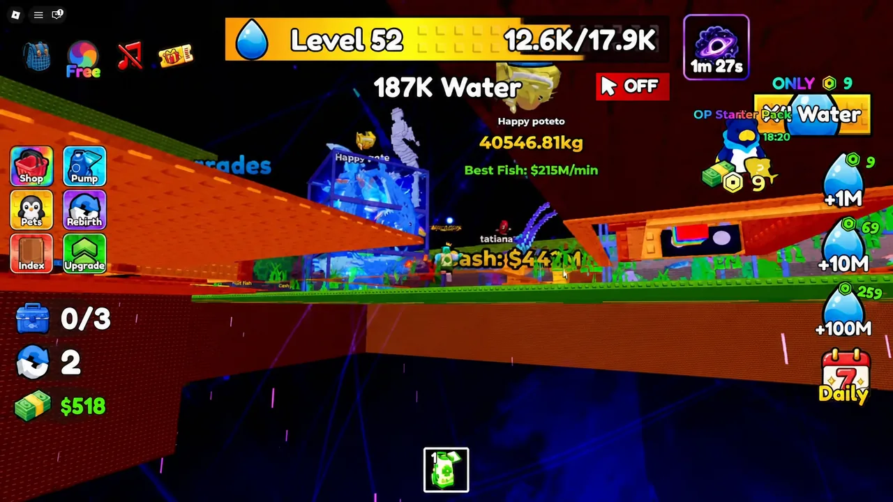 Pumping water in the hub area with the Pump button active on screen
