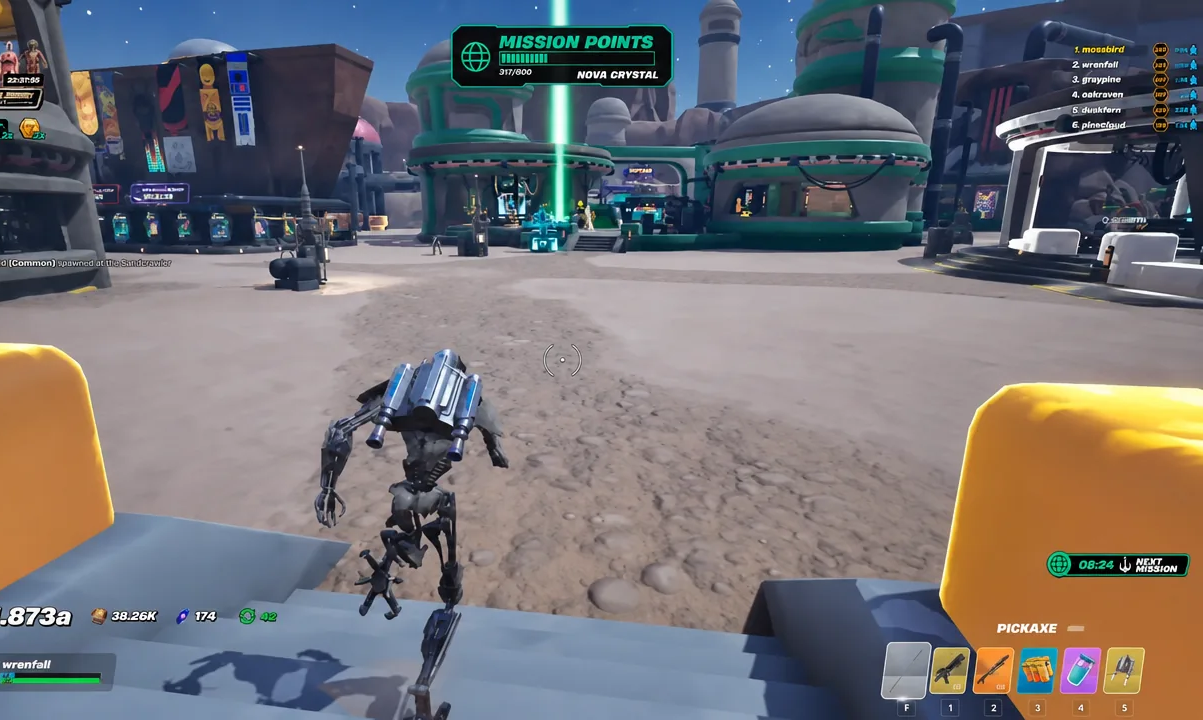 Mission points tracker showing 317 of 800 progress while heading to a glowing World Mission marker