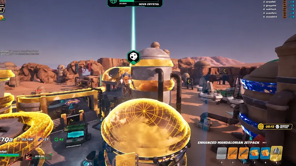 Mining a rock node during a five-minute Mine Rocks World Mission in Droid Tycoon