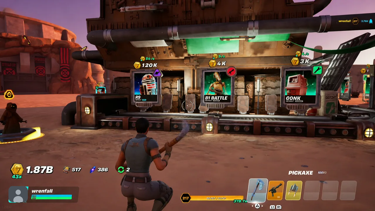 Droid Tycoon base area shown while the weekly event timers count down