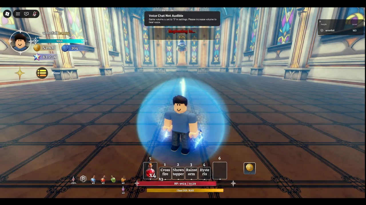Tournament arena with a Rejoining in 12s timer on screen while the player waits