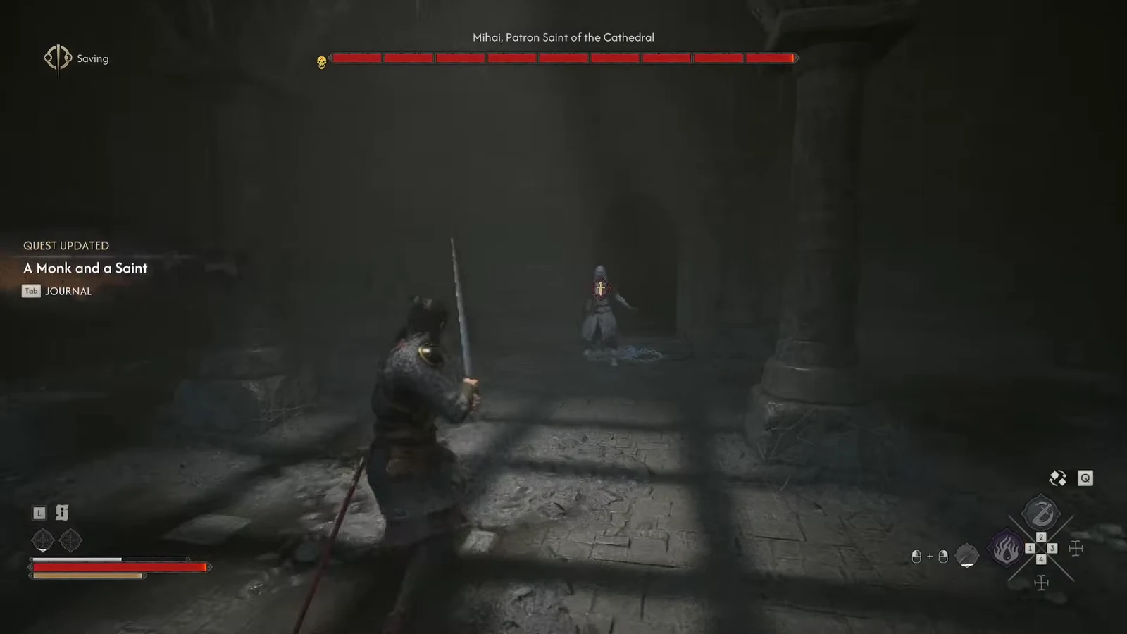 Sword fight against Mihai, Patron Saint of the Cathedral, inside the crypt