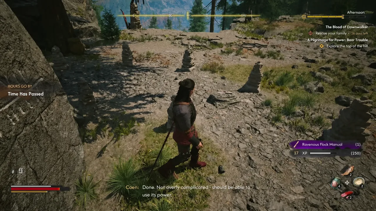 Ravenous Flock Manual reward notification appearing after copying the glyph on the hill