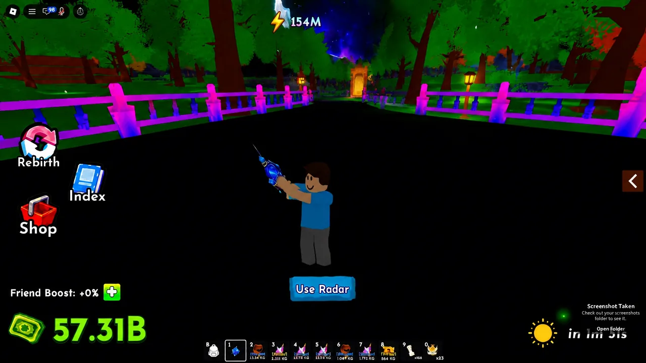 Ride A Pet gameplay view with the Use Radar prompt on screen while the player holds a radar