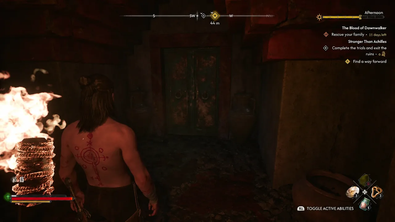 The sealed door in the large chamber that flips the quest to Investigate the inscribed tablet