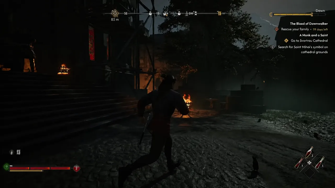 Objective tracker reading Search for Saint Mihai's symbol on cathedral grounds during exploration
