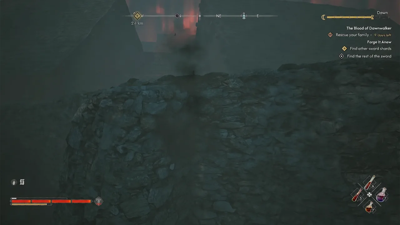 Quest tracker showing the Find other sword shards objective during traversal