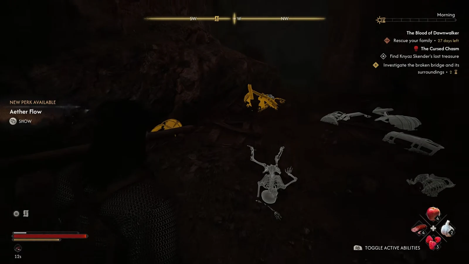 New Perk Available: Aether Flow notification on the HUD after looting the chasm's final remains