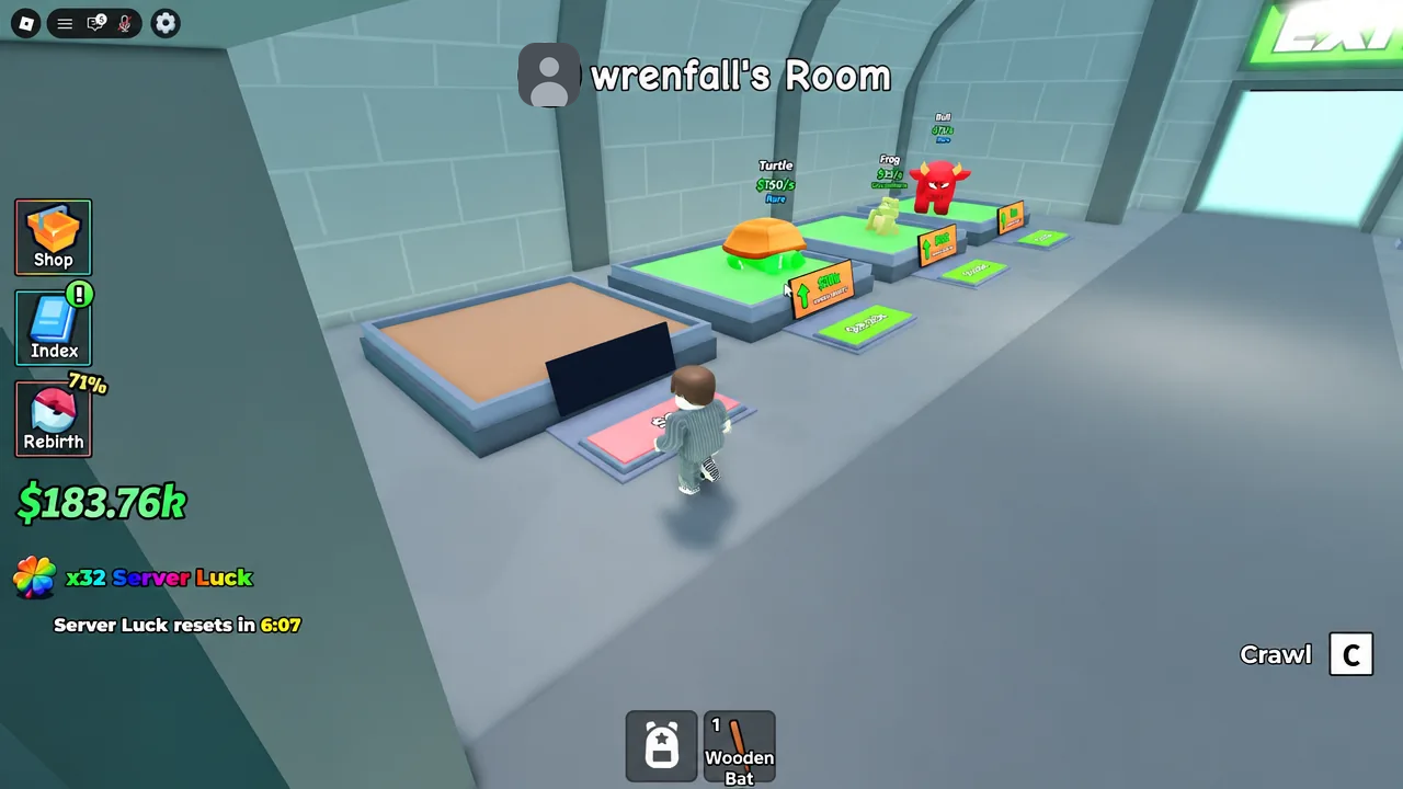 Base interior with pet display pads, where lower-tier pets are sold to free up slots