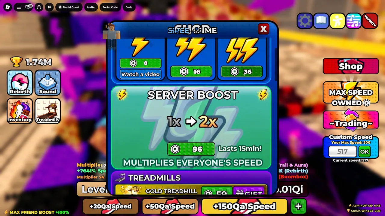 In-game shop panel showing XP and server boost purchase options during the event