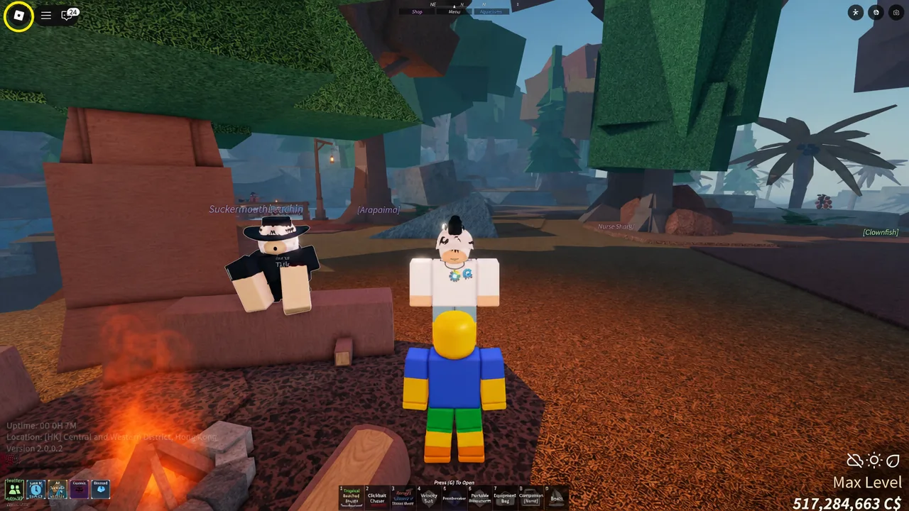 The Talk prompt appearing above an NPC as the player walks up to start the conversation