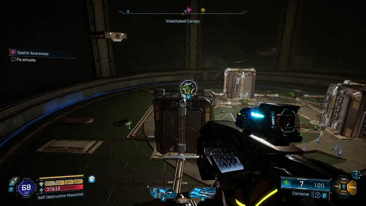 Standing on top of the central circuit block to melee the last junction switch
