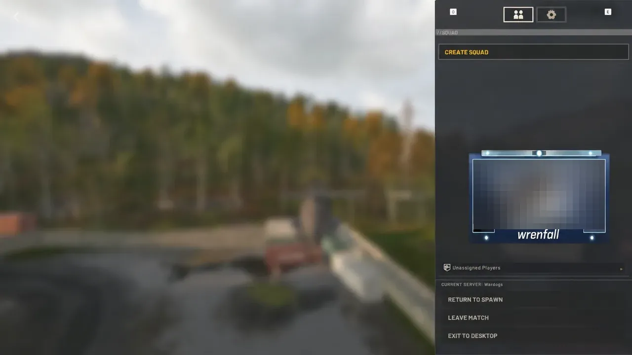 Squad menu with the Create Squad button highlighted