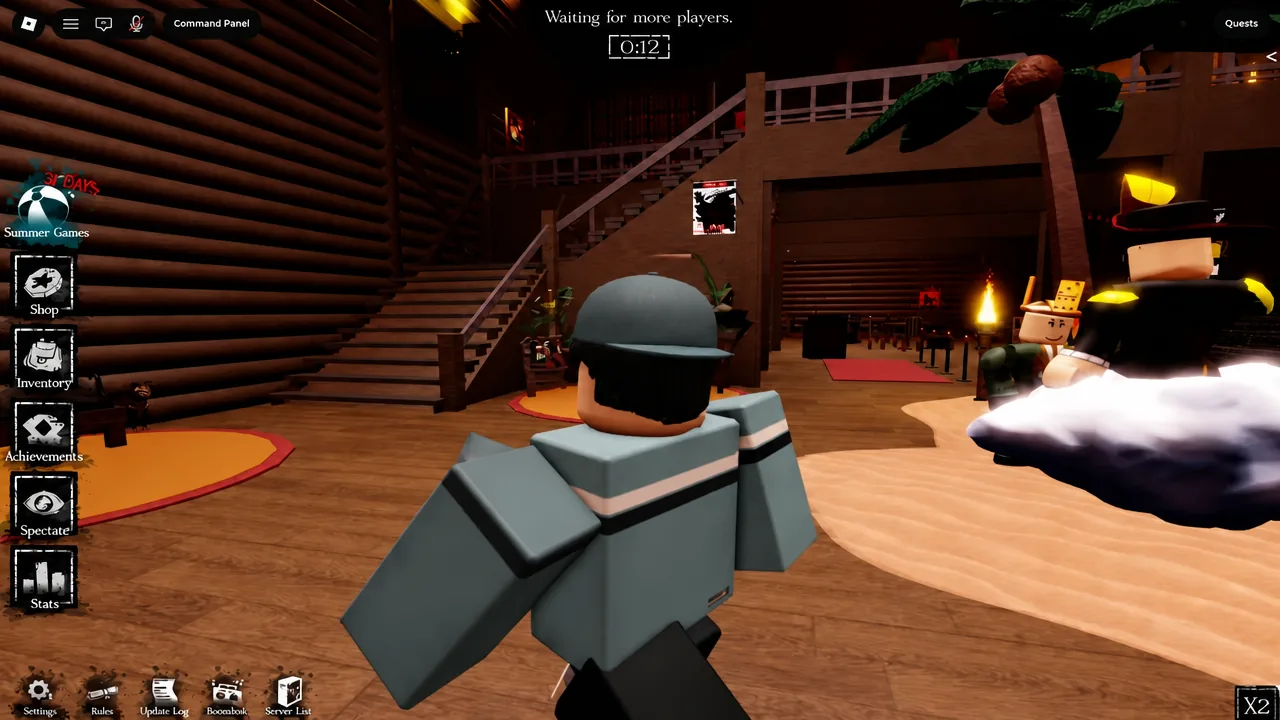 Forsaken lobby with the Command Panel open next to the Shop, Inventory and Stats buttons