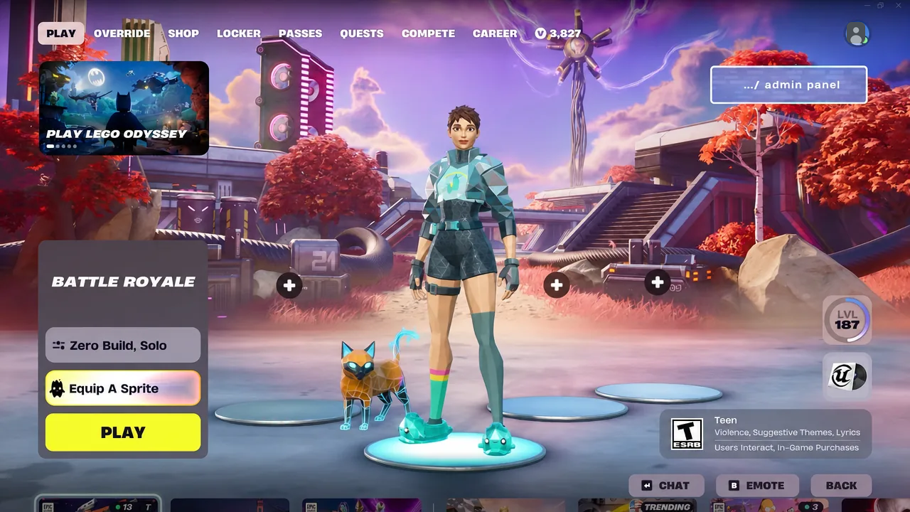Set your companion from the lobby before hitting Play.