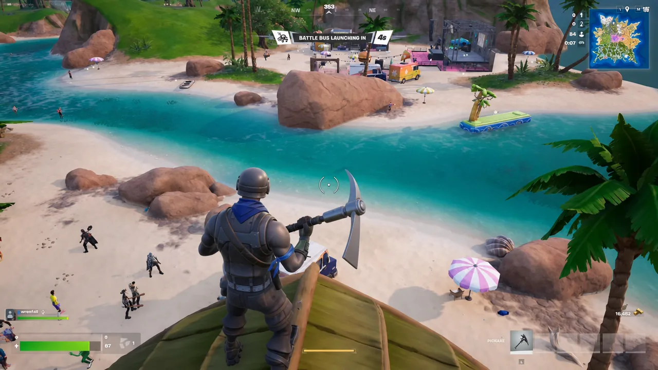The pre-match countdown before the Battle Bus launches, where you decide on a high-ground route.